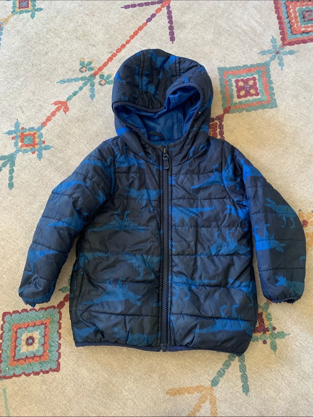 Carter's Navy Jacket with Bright Blue Dino Print